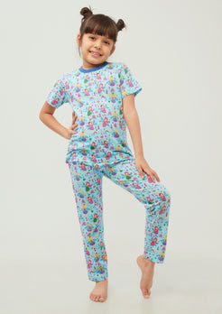 MULTICOLOR FAIRIES PRINT SHORT SLEEVE PAJAMA SET