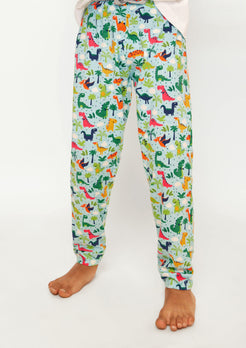 RED, GREEN AND BLUE DINOSAUR PRINT KNITTED PANTS