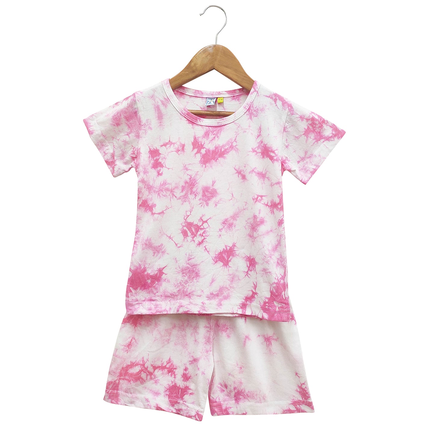 Rose Pink Tie Dye Play Suit Night Wear Set