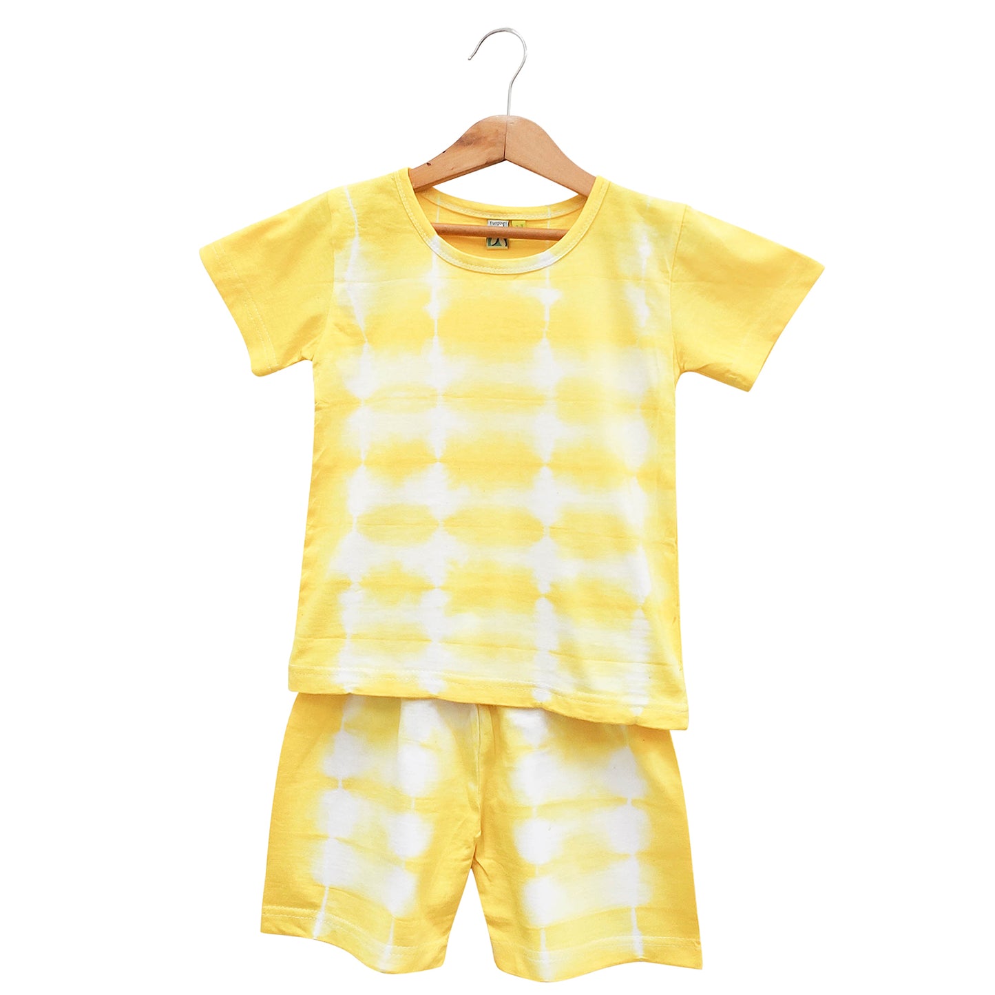 Yellow Splash Tie Dye Play Suit Night Wear Set
