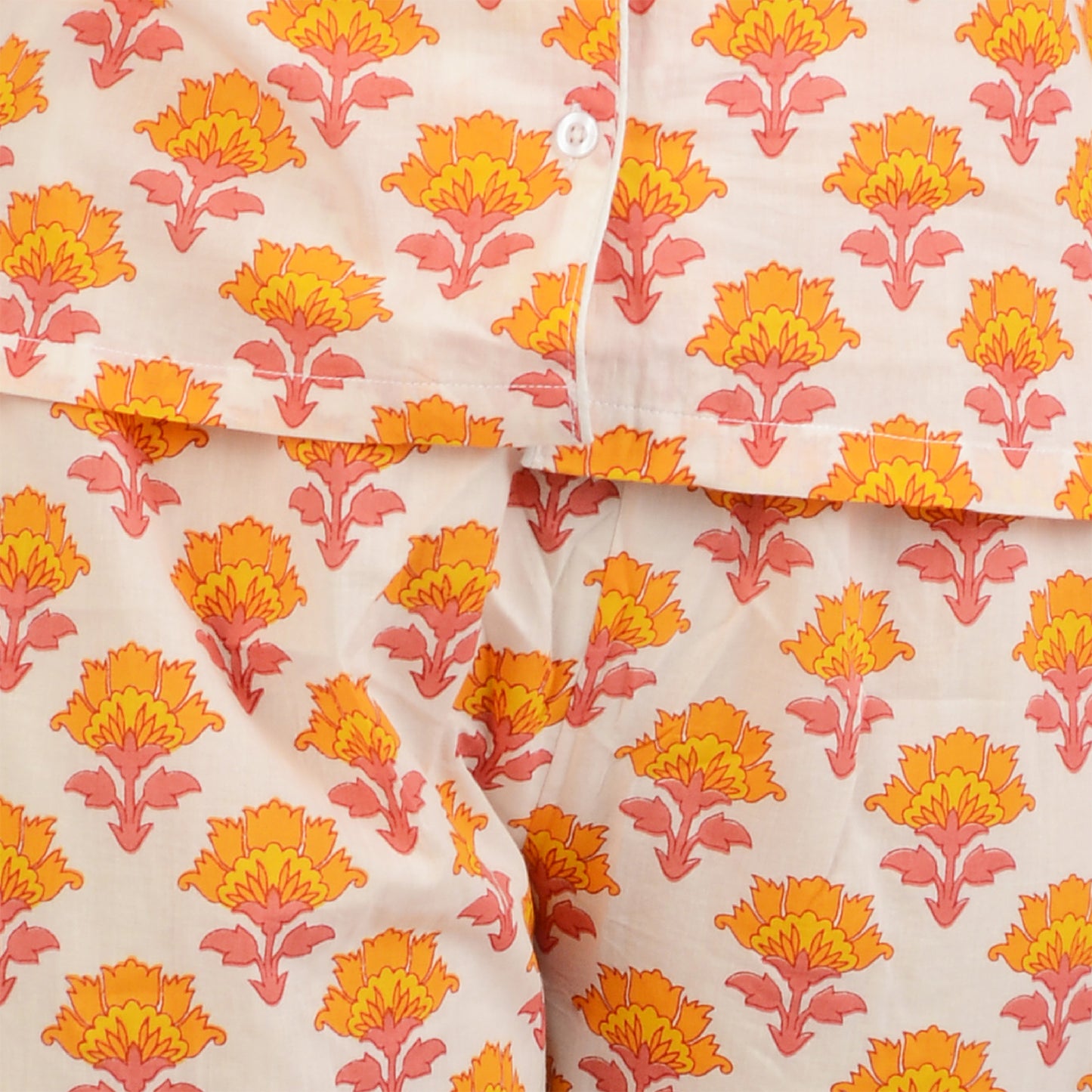 Tangerine Marigold Printed Pajama Set
