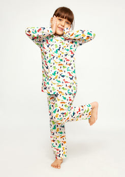 Dinosaur Domination Print Collared Night Wear Set