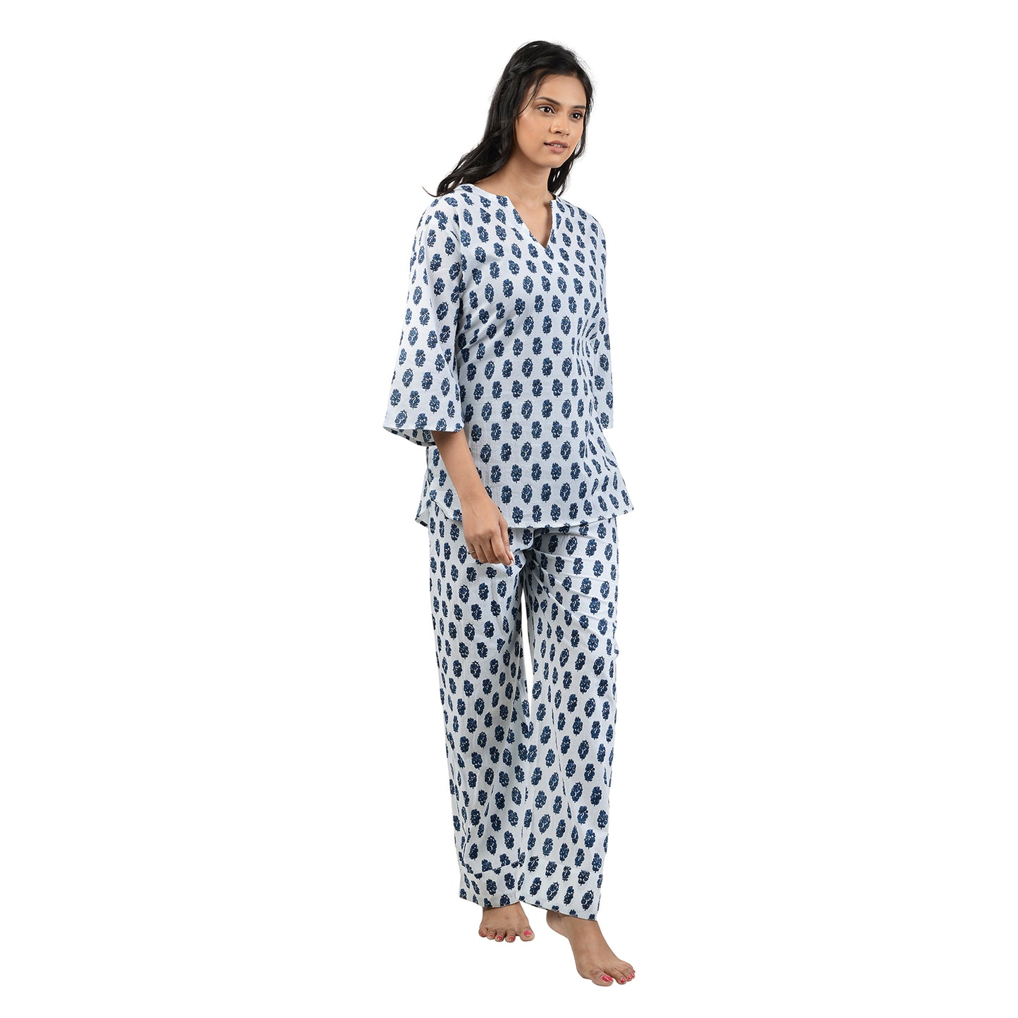 Cornflower Blue Printed Pajama Set