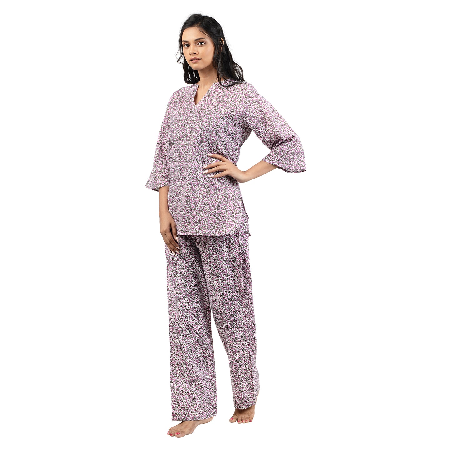 Tulip In The Breeze Printed Pajama Set