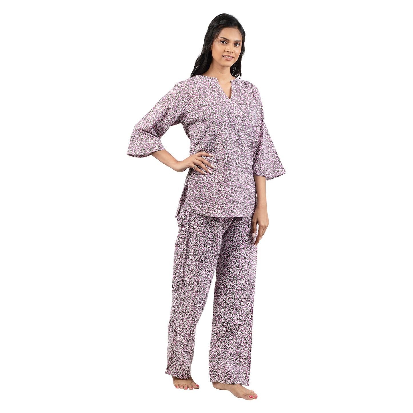 Tulip In The Breeze Printed Pajama Set