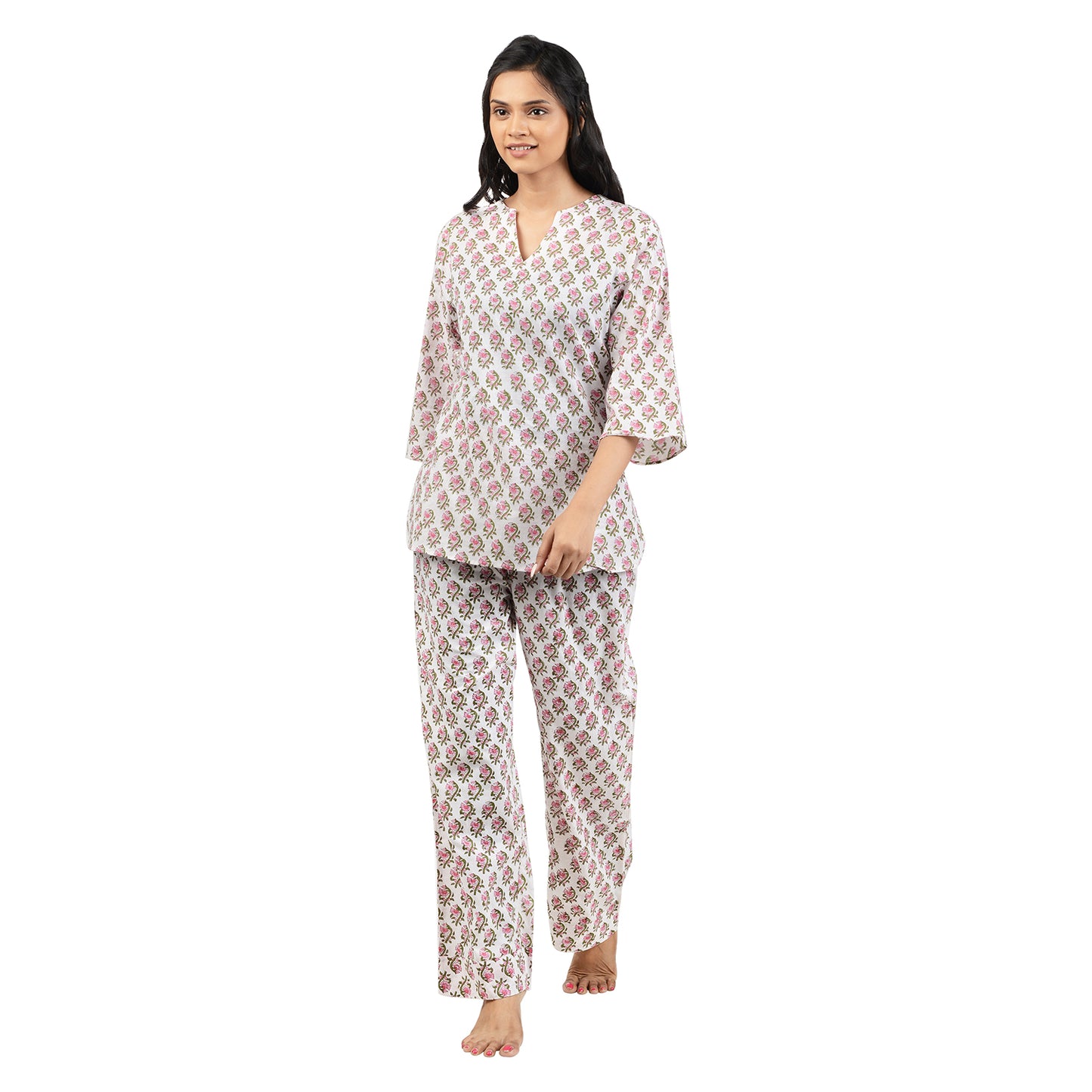 Dumbell Dew Drops Printed Pajama Set