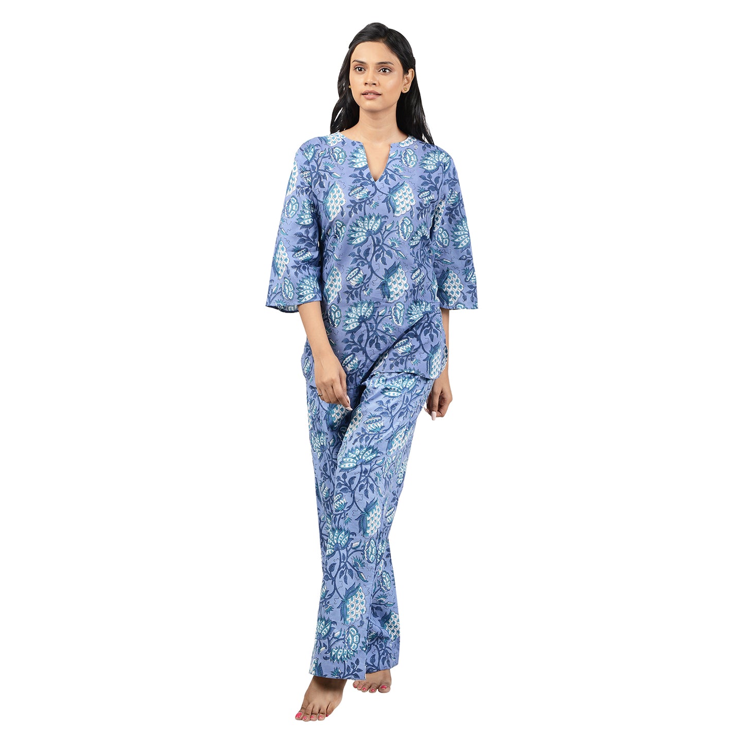 Midnight Bloom Printed Pajama Set