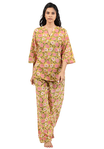 Spring Garden Printed Pajama Set