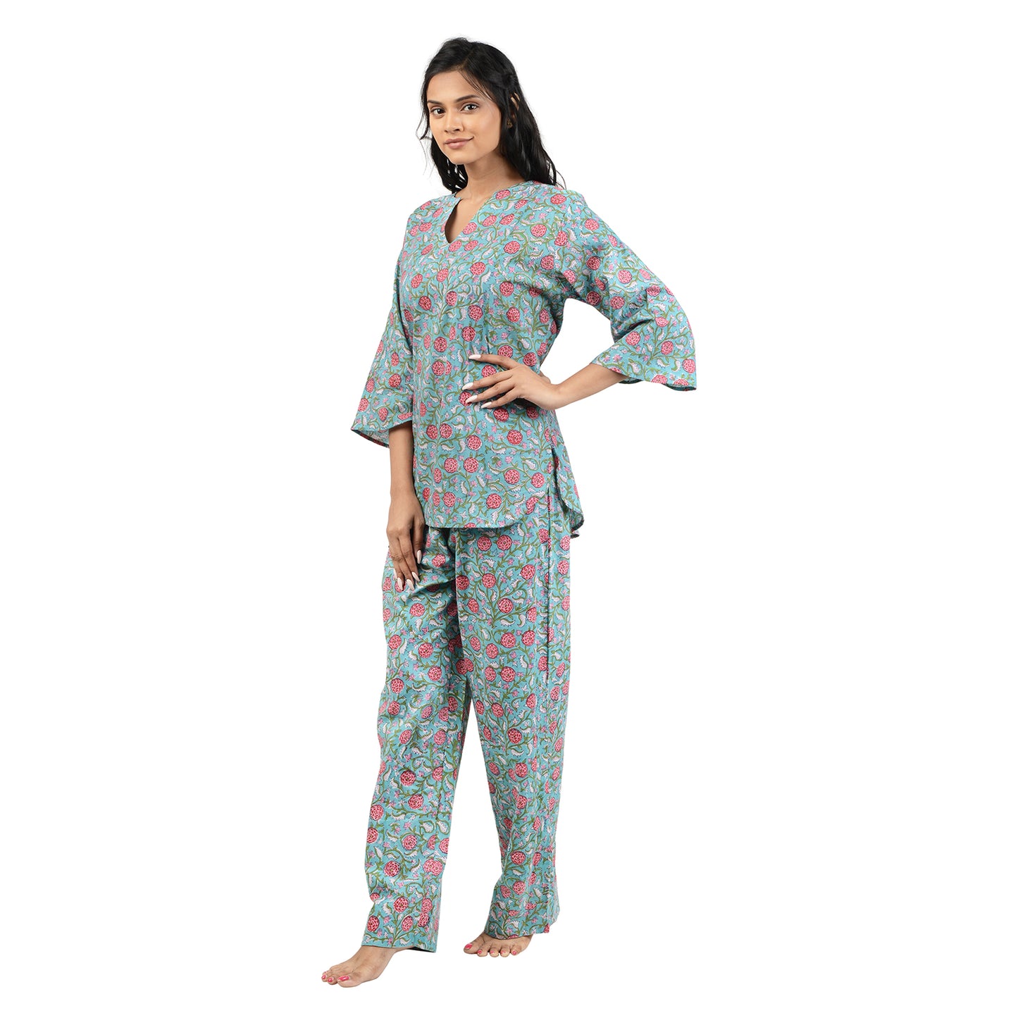 Peoney Parade Printed Pajama Set