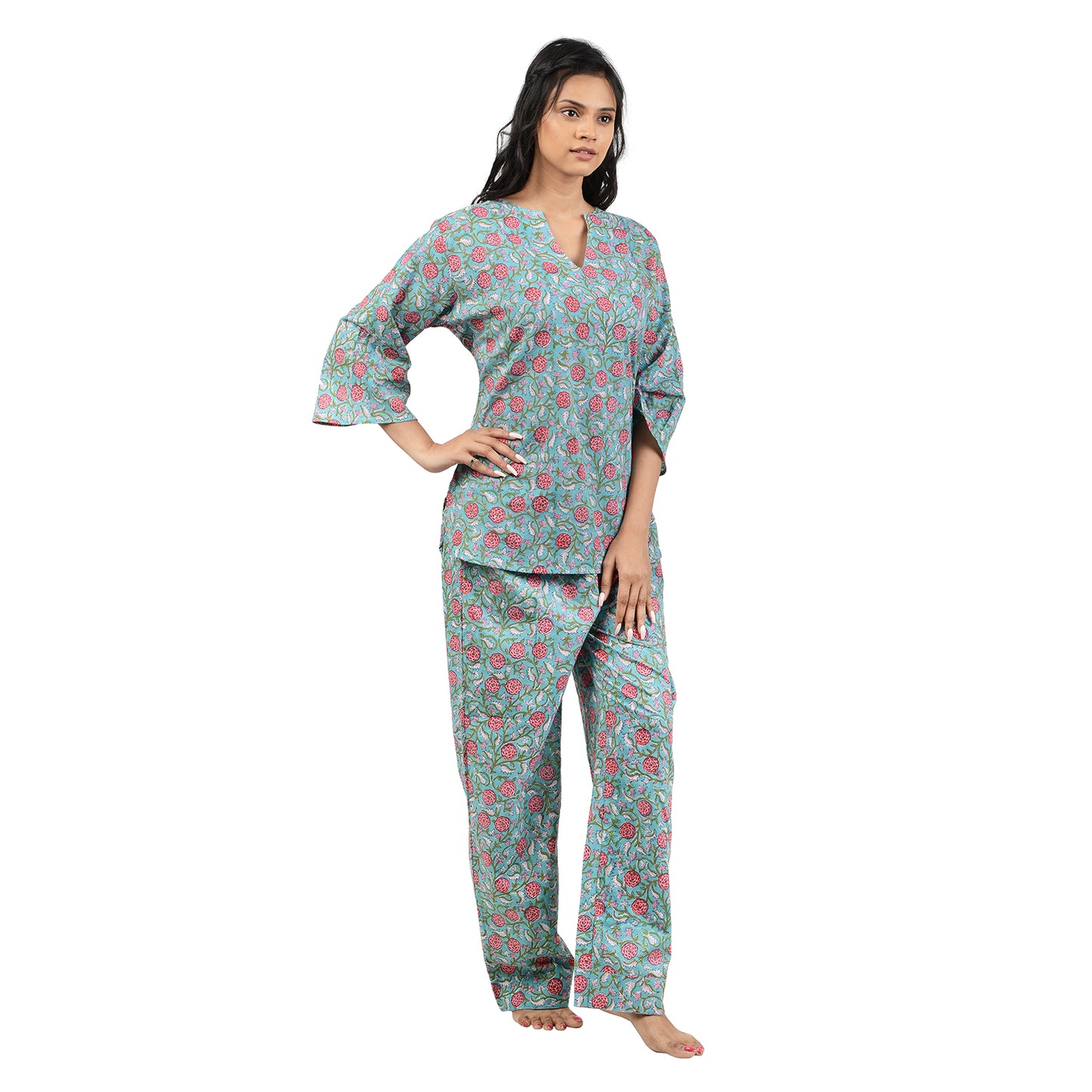 Peoney Parade Printed Pajama Set