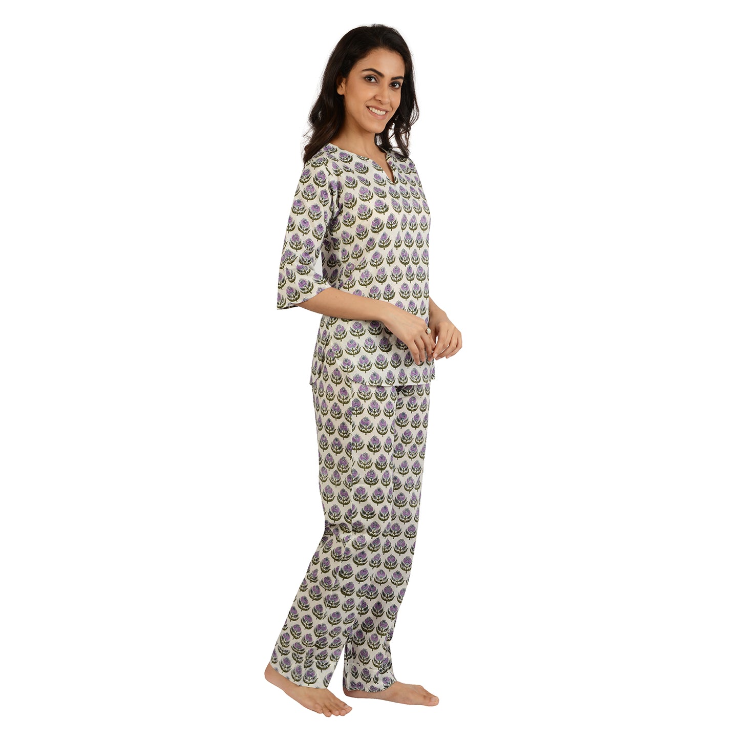 Lovestruck Lilacs Printed Pajama Set