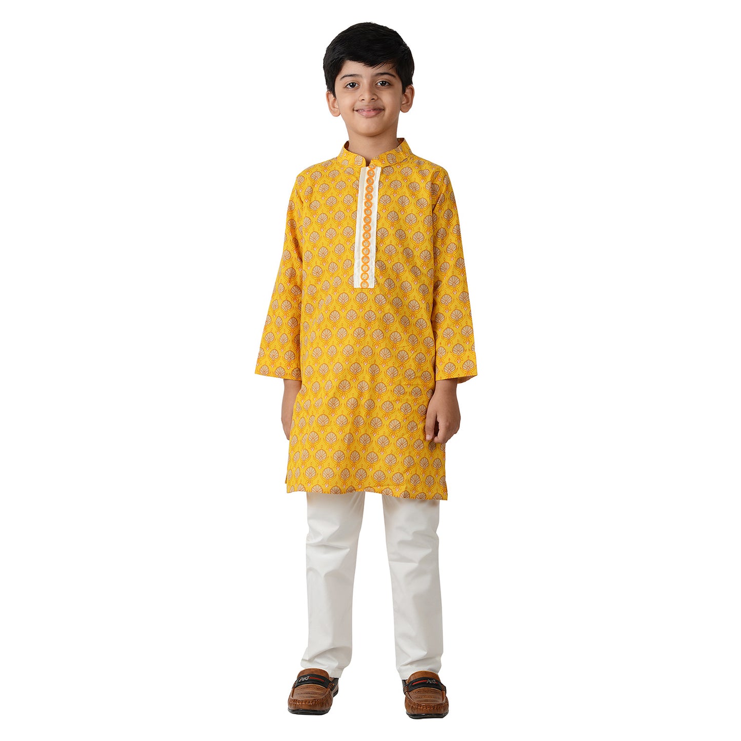 Yellow Moghul Butti Kurta