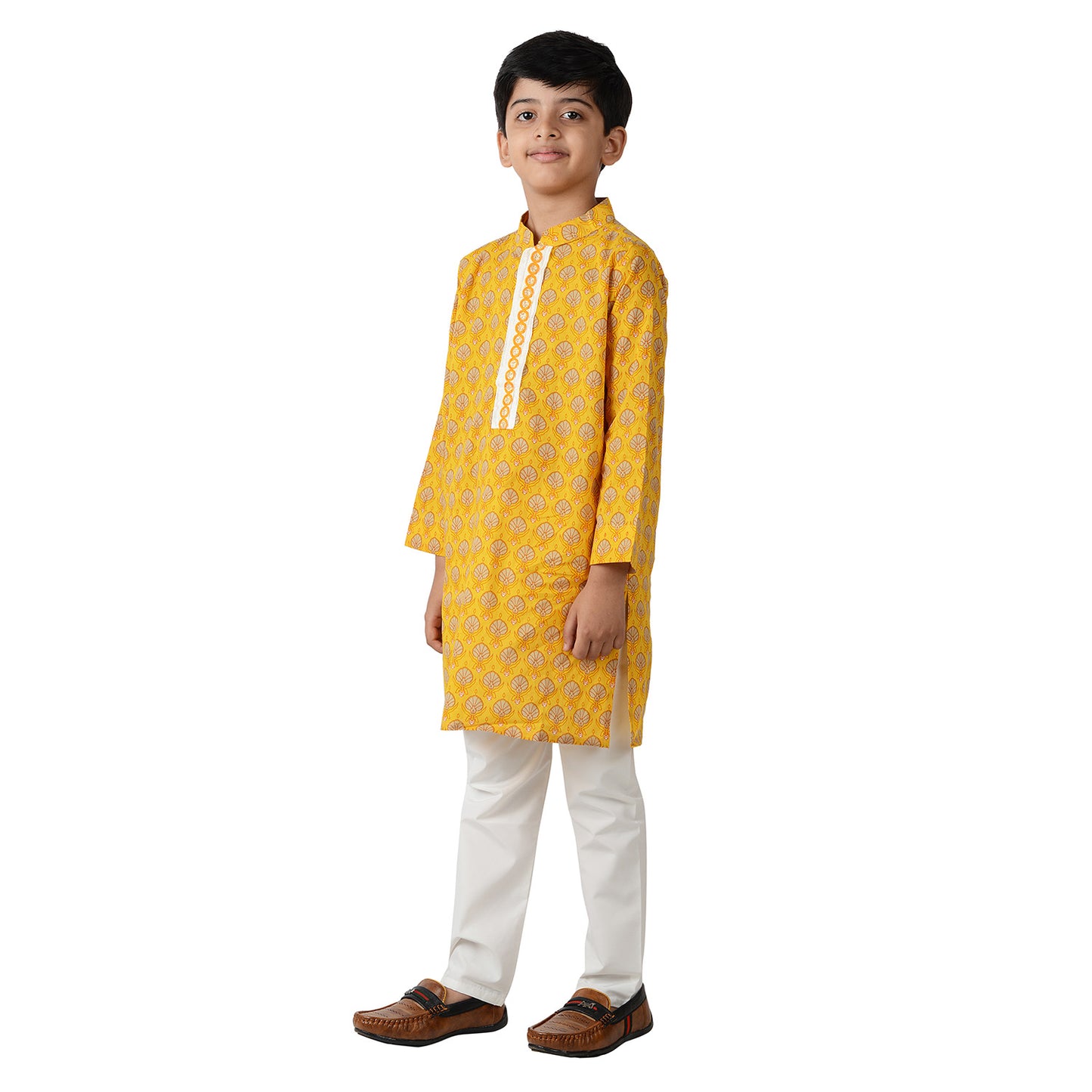 Yellow Moghul Butti Kurta