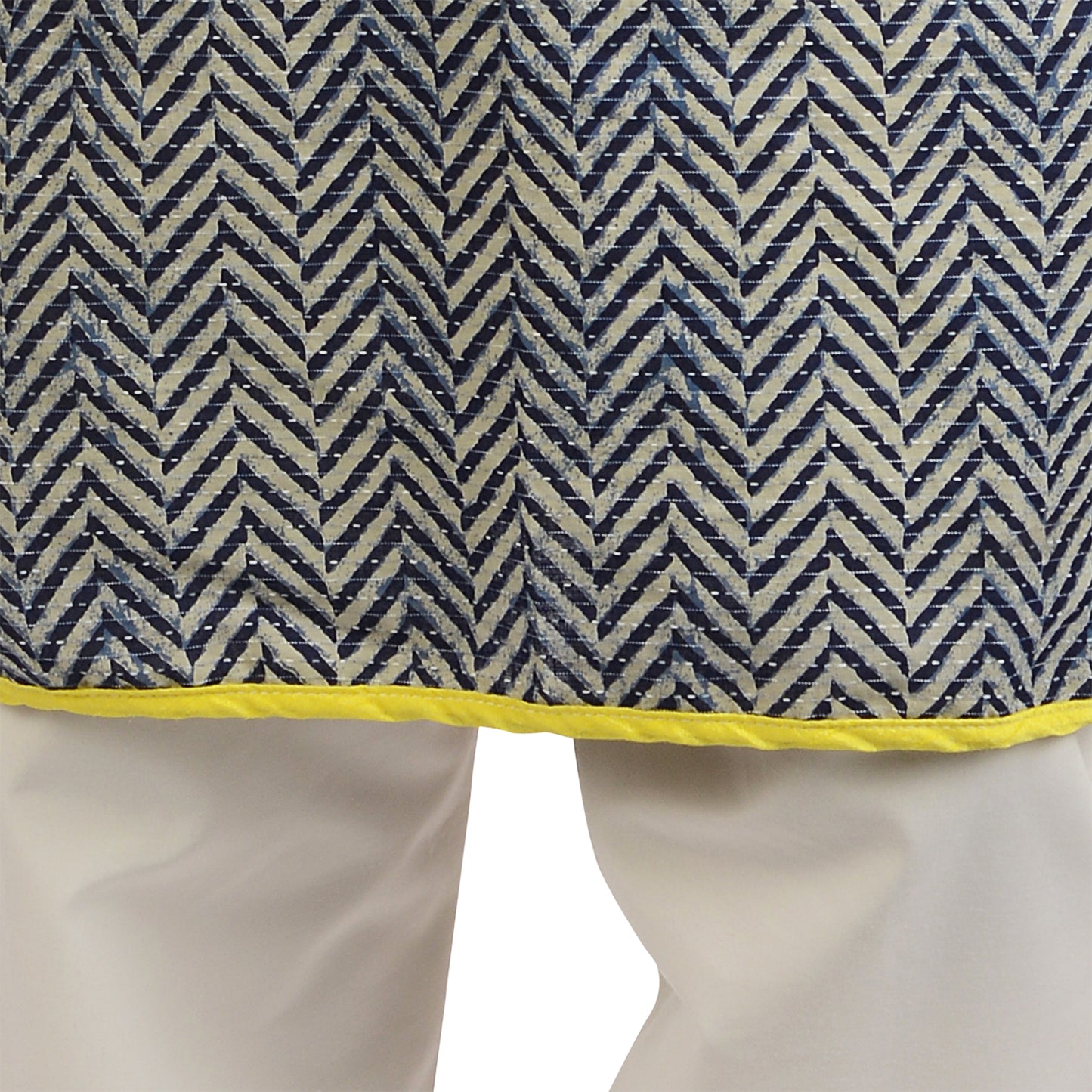 Navy Chevron Cotton Kurta Set