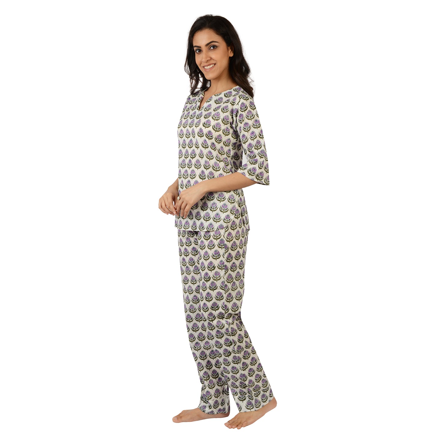 Lovestruck Lilacs Printed Pajama Set