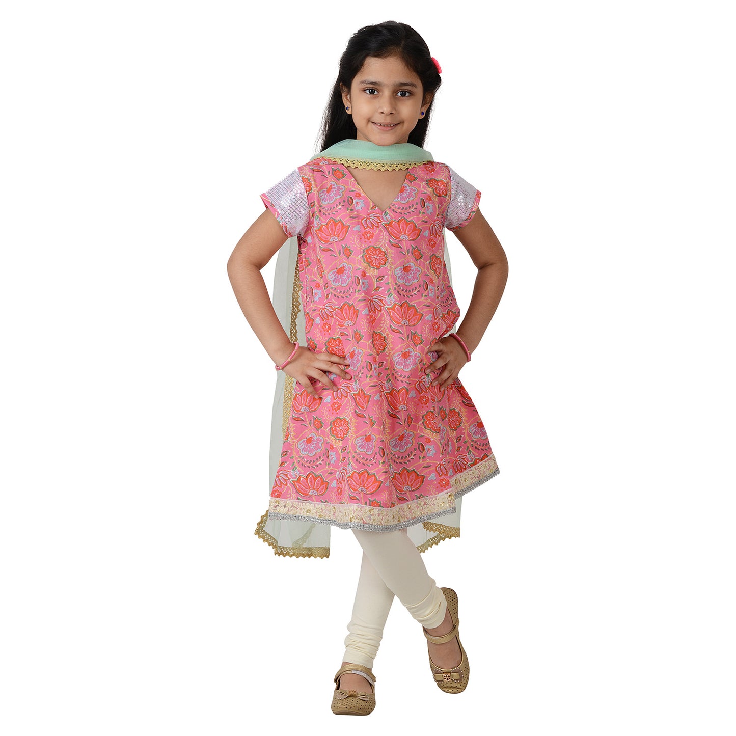 Floral Lace And Sequin Kurti