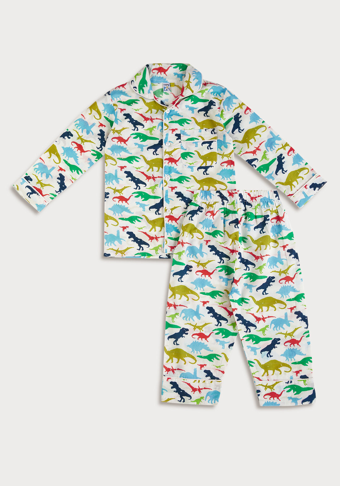 Dinosaur Dancers Print Collared Night Wear Set