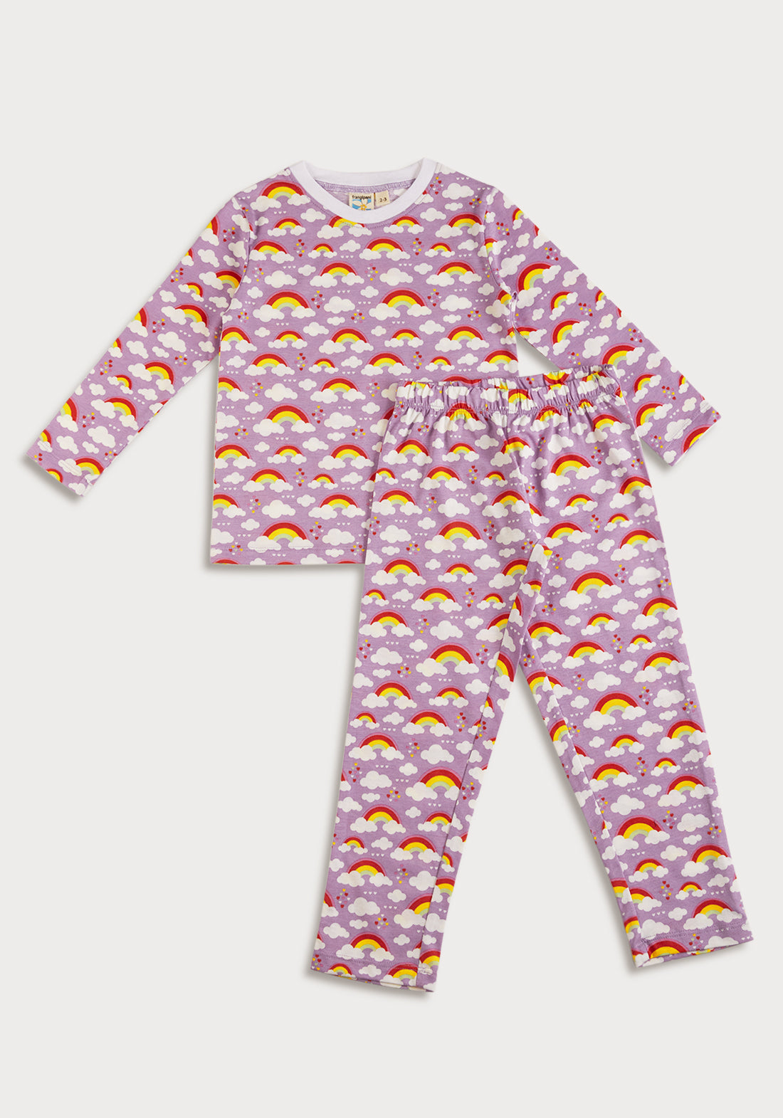 LILAC AND MULTICOLOR RAINBOW PRINT LONG SLEEVE PAJAMA SET