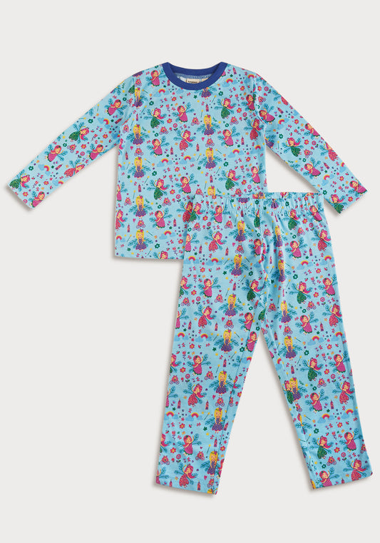 MULTICOLOR FAIRY PRINT LONG SLEEVE PAJAMA SET
