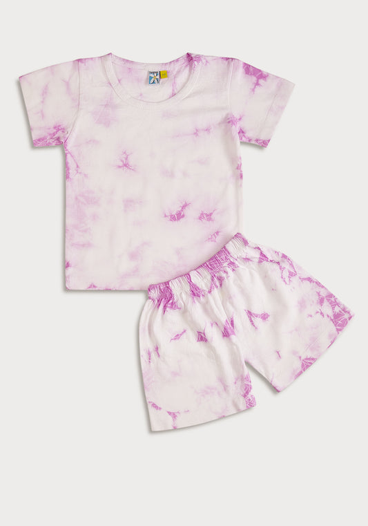 Lavender Splash Tie Dye Play Suit Night Wear Set