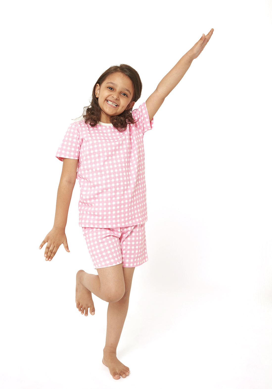Pink Gingham Night Wear Set