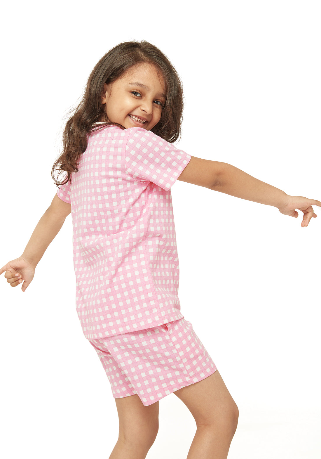 Pink Gingham Night Wear Set