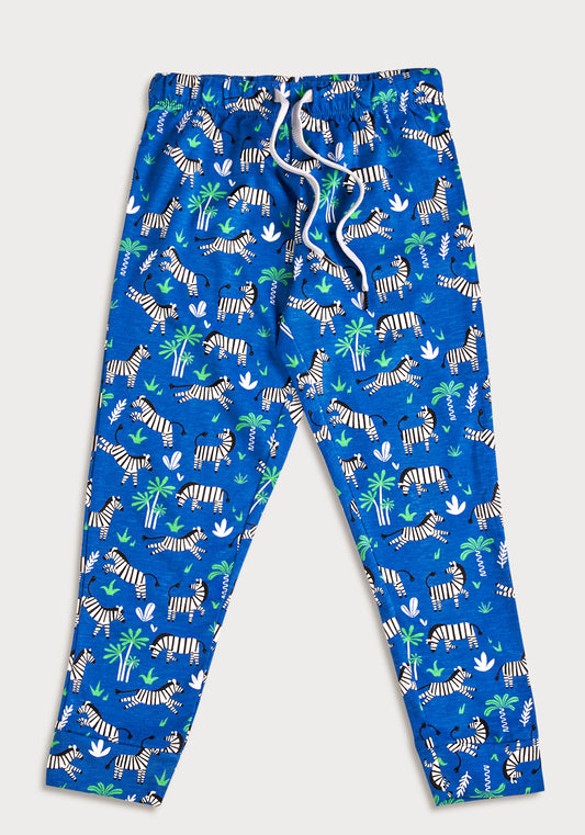 GREEN AND BLUE ZEBRA PRINT KNITTED PANTS