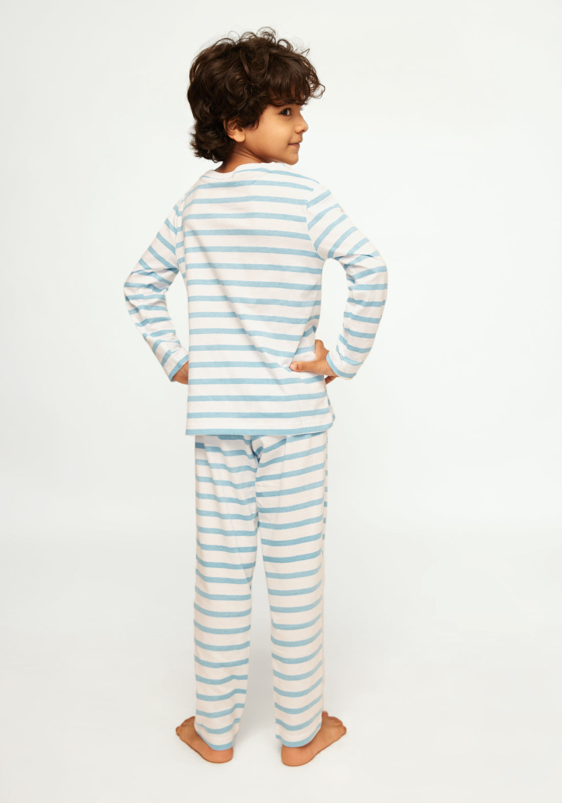 STRIPE AND TRACTOR PRINT LONG SLEEVE PAJAMA SET
