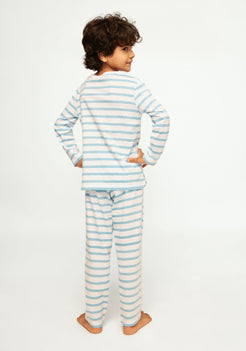 STRIPE AND TRACTOR PRINT LONG SLEEVE PAJAMA SET