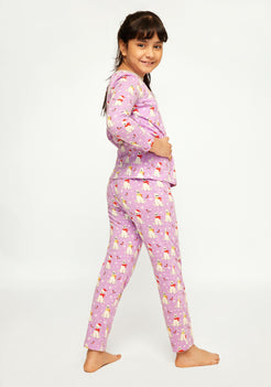 LILAC, WHITE AND RED POLAR BEAR PRINT LONG SLEEVE PAJAMA SET