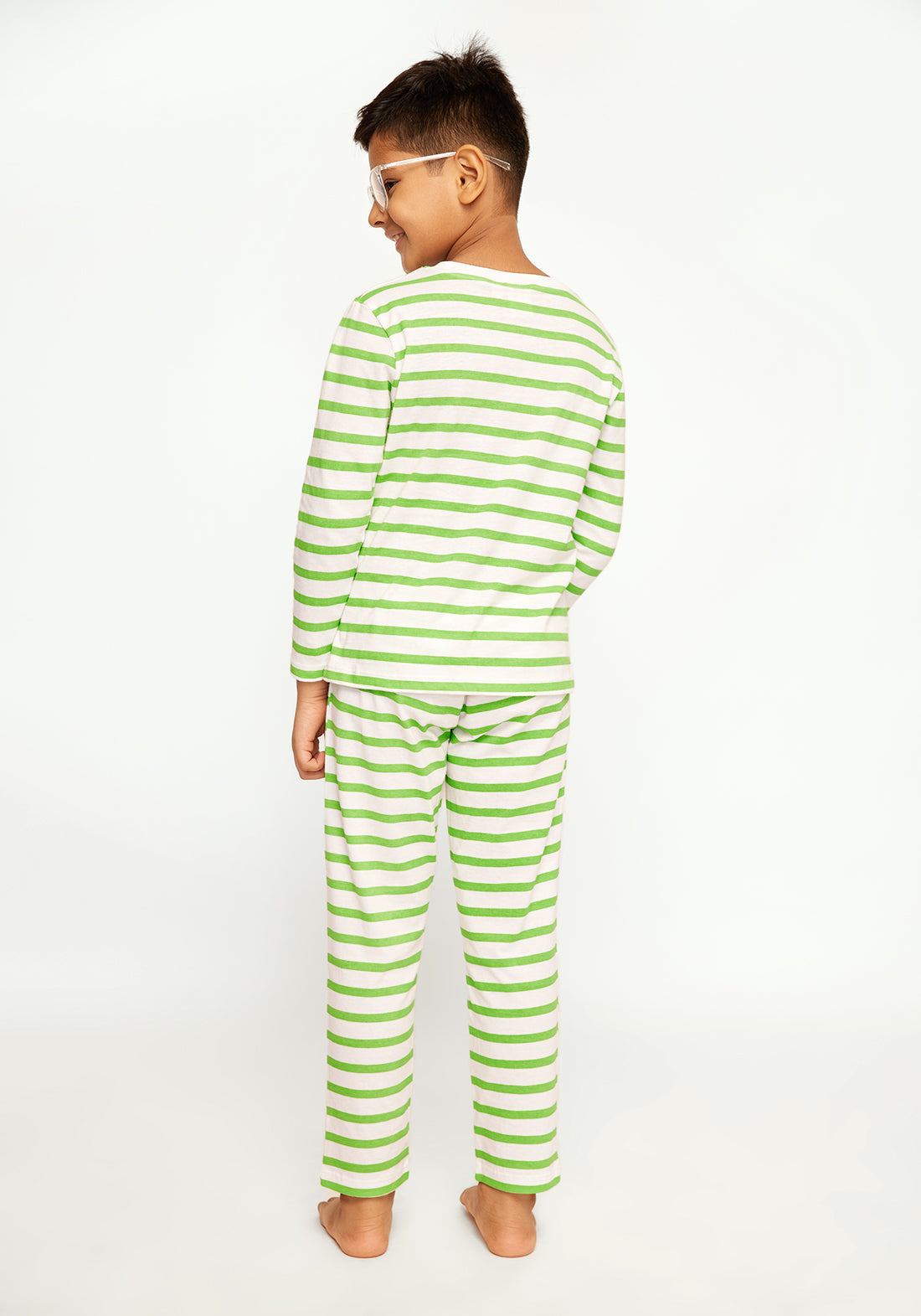 STRIPE AND GIRAFFE PRINT LONG SLEEVE PAJAMA SET
