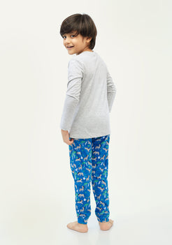 BLUE, BLACK AND WHITE ZEBRA PRINT Long sleeve tee plus pant in knit