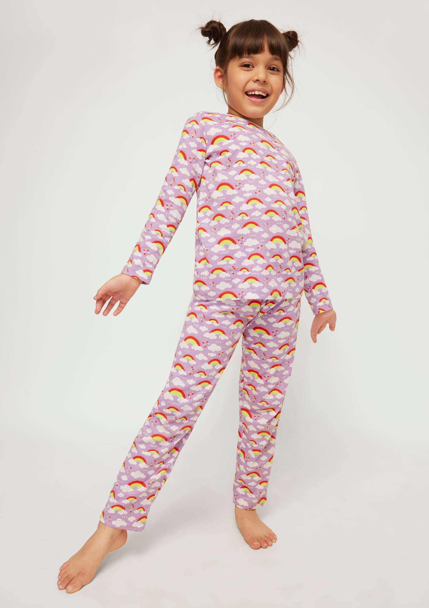 LILAC AND MULTICOLOR RAINBOW PRINT LONG SLEEVE PAJAMA SET