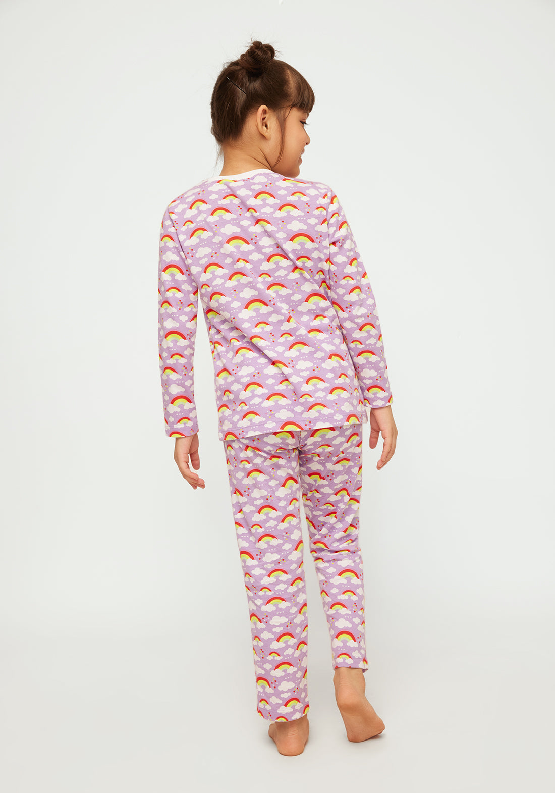 LILAC AND MULTICOLOR RAINBOW PRINT LONG SLEEVE PAJAMA SET