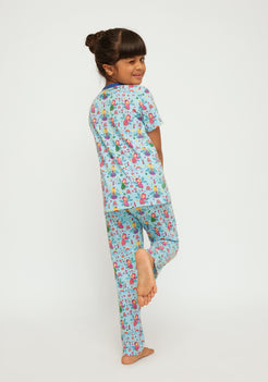 MULTICOLOR FAIRIES PRINT SHORT SLEEVE PAJAMA SET