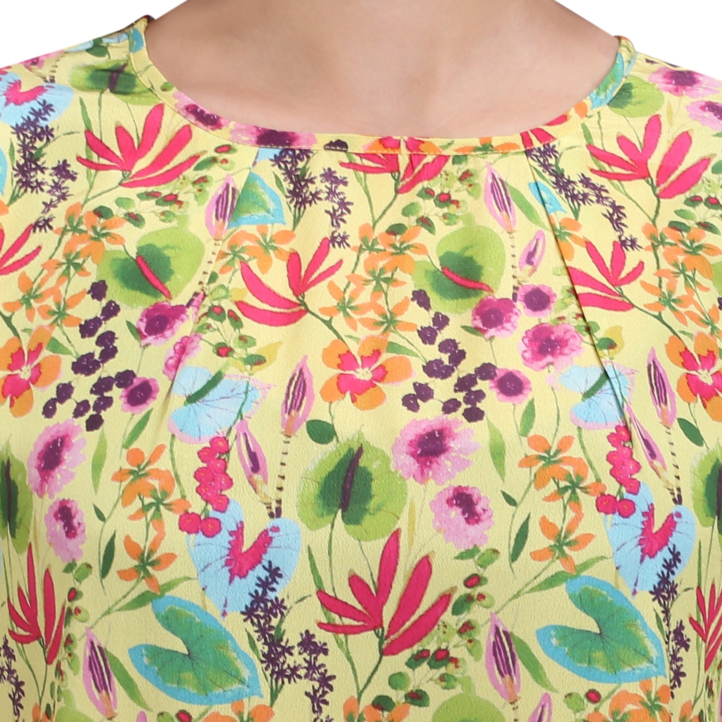 Floral yellow shift dress