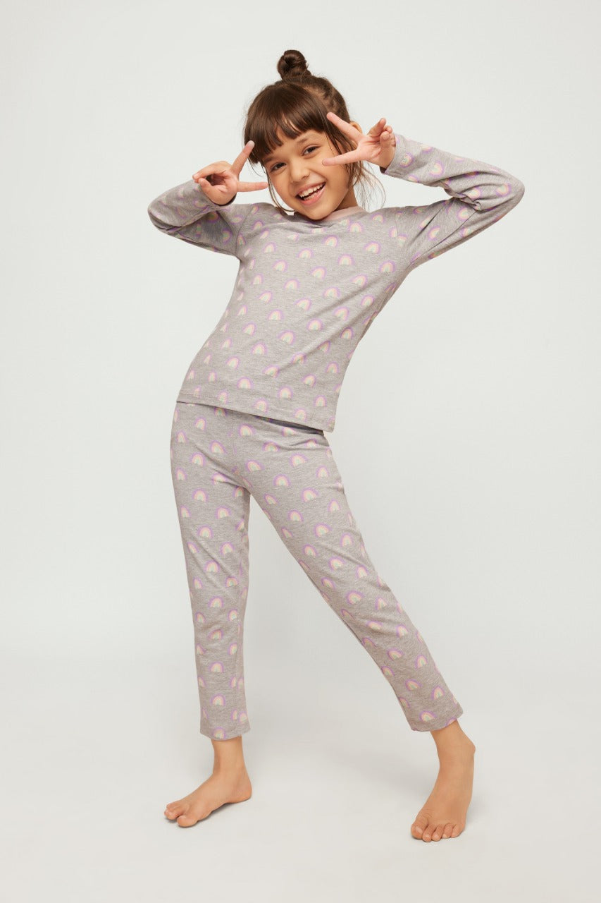 Rainbow Riddles Print Night Wear Set