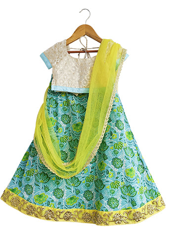 Aqua Bloom Lengha