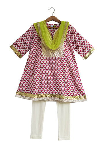 Red Carnation Yoke Kurti