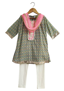Aqua Vine And Lace Kurti