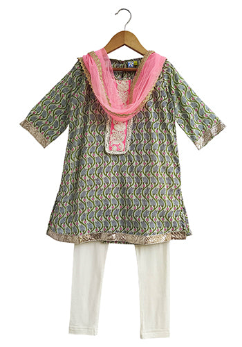 Aqua Vine And Lace Kurti