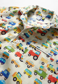 MOTORWAY MAGIC PRINT COLLARED NIGHT WEAR SET