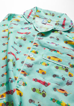 ROADSTER RACER PRINT COLLARED NIGHT WEAR SET