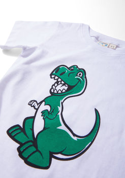 RED, BLUE AND GREEN DINOSAUR PRINT SHORT SLEEVE PAJAMA SET