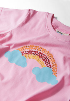 LILAC AND MULTICOLOR RAINBOW PRINT SHORT SLEEVE PAJAMA SET