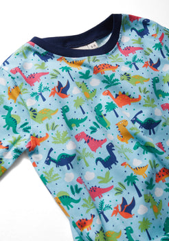 RED, GREEN AND BLUE DINOSAUR PRINT LONG SLEEVE PAJAMA SET