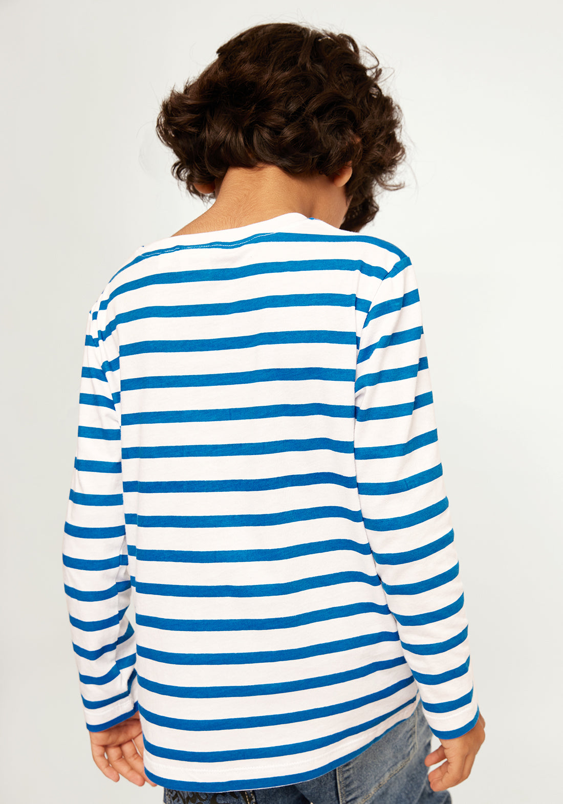 BLUE STRIPE WITH DINO PLACEMENT PRINT TEE