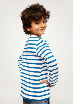 BLUE STRIPE WITH DINO PLACEMENT PRINT TEE