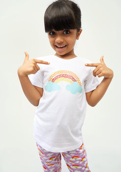 LILAC AND MULTICOLOR RAINBOW PRINT Tees + Track Pants