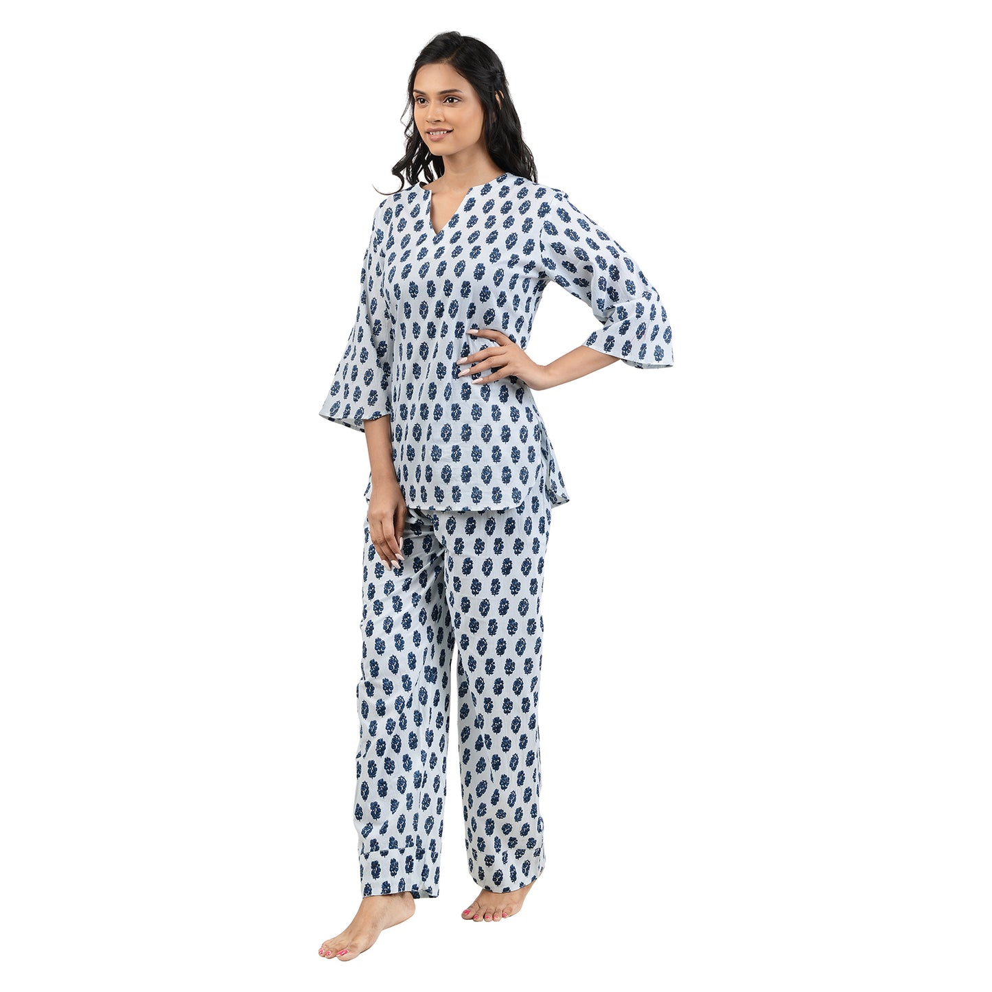Cornflower Blue Printed Pajama Set